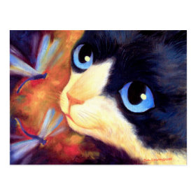 Tuxedo Cat Art - Multi Postcard