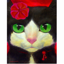 Tuxedo Cat Art Painting Whimsical Feline photo sculptures