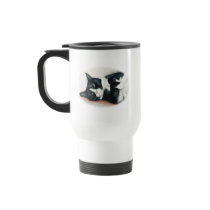 Tuxedo Cat Art Travel Mug