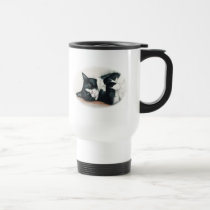 Tuxedo Cat Art Travel Mug by CharlottesWebArt Tuxedo Cat Art Travel Mug