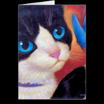 Tuxedo Cat Butterfly Painting - Multi cards
