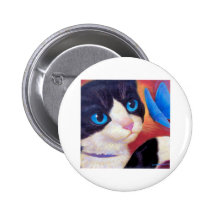 Tuxedo Cat Butterfly Painting - Multi Pin