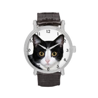 Tuxedo cat face wristwatches