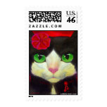 Tuxedo Cat Feline Art Painting Print Stamp