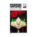 Tuxedo Cat Feline Art Painting Print Stamp