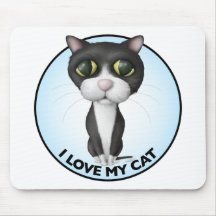Tuxedo Cat - I Love My Cat Mousepad