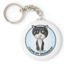 Tuxedo Cat - I Love My Grandcat Key Chain