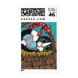Tuxedo Cat in Easter Basket Postage stamps