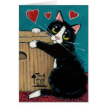 Tuxedo Cat in Love with Box Note Card cards
