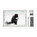 Tuxedo Cat in White postage
