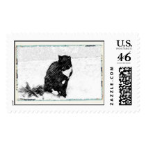 Tuxedo Cat in White postage