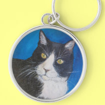 Tuxedo Cat Painting Key Chain keychains