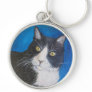 Tuxedo Cat Painting Key Chain