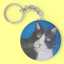 Tuxedo Cat Painting Key Chain keychains