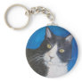 Tuxedo Cat Painting Key Chain