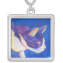 Tuxedo Cat Painting Silver Necklace