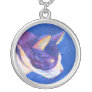 Tuxedo Cat Painting Silver Necklace