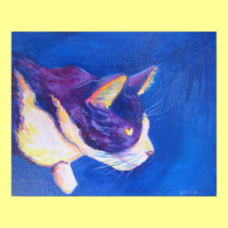 Tuxedo Cat Pet Portrait Painting Poster posters
