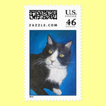 Tuxedo Cat Postage Stamp stamps