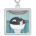 Tuxedo Cat Sleeping in Sink | Cat Art Pend