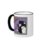 Tuxedo Cat Sleeping Near Toy Mouse | Cat Art Mug