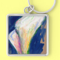 Tuxedo Cuff Lily Flowers Painting Art Keychain keychains