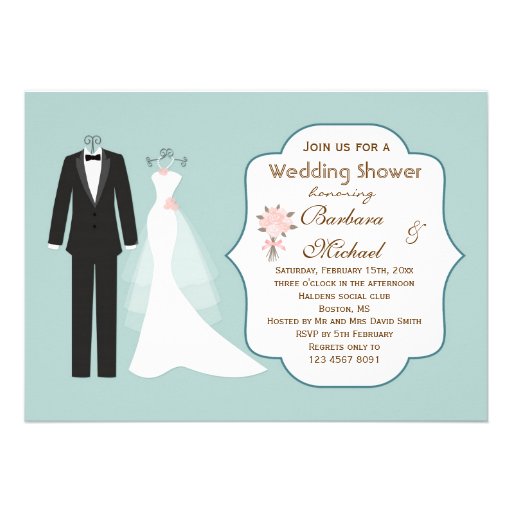 Tuxedo & Gown Couple's Bridal Shower Invitation