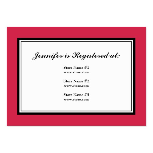 Tuxedo Registry Card in Classic Red Business Card Templates (front side)