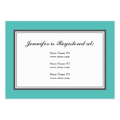 Tuxedo Registry Card in Turquoise and Gray Business Card Templates (front side)