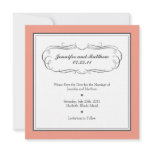 Tuxedo Save the Date - Coral and Gray on Linen Personalized Invitations