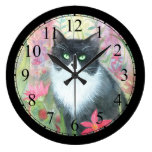 Tuxedo Watercolor Art Wall Clock