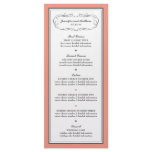 Tuxedo Wedding Menu in Coral and Gray Rack Card Template