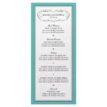 Tuxedo Wedding Menu in Turquoise and Gray Rack Cards