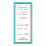 Tuxedo Wedding Menu in Turquoise and Gray Rack Cards