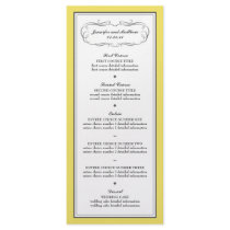 Tuxedo Wedding Menu in Yellow and Gray Full Color Rack Card