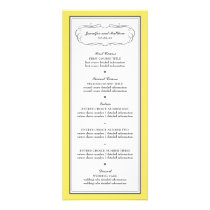 Tuxedo Wedding Menu in Yellow and Gray rack cards