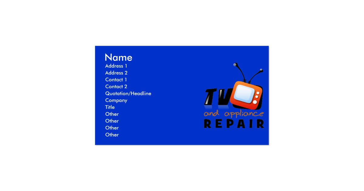 TV and Appliance Repair Business Cards Zazzle