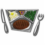 TV Dinner Tray Cooked Frozen Meal Knife and Spork Cut Out
