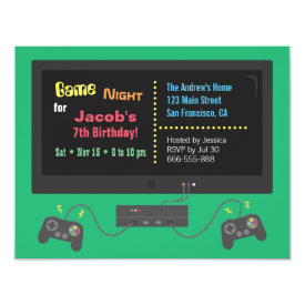 TV Video Game Night Party Invitations
