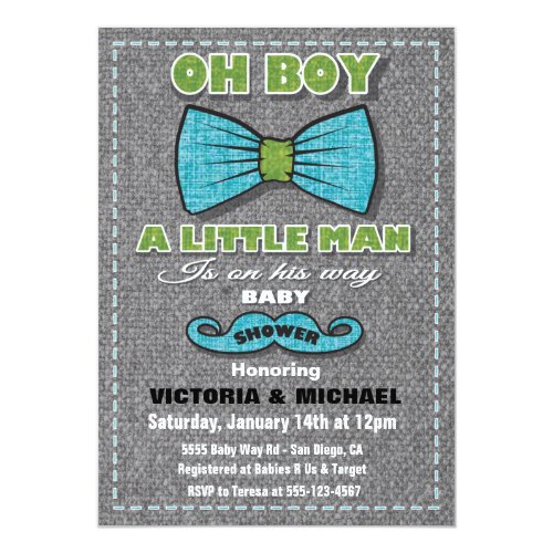bow tie baby shower invite