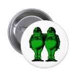 Tweedle Dee and Tweedle Dum Inked Green Fill Pinback Button