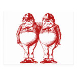 Tweedle Dee and Tweedle Dum Inked Red Post Card