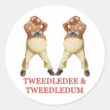 TWEEDLEDEE & TWEEDLEDUM IN WONDERLAND ROUND STICKER