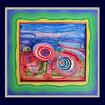 Tweedledee und Tweedledum im Hundertwasserreich posters
