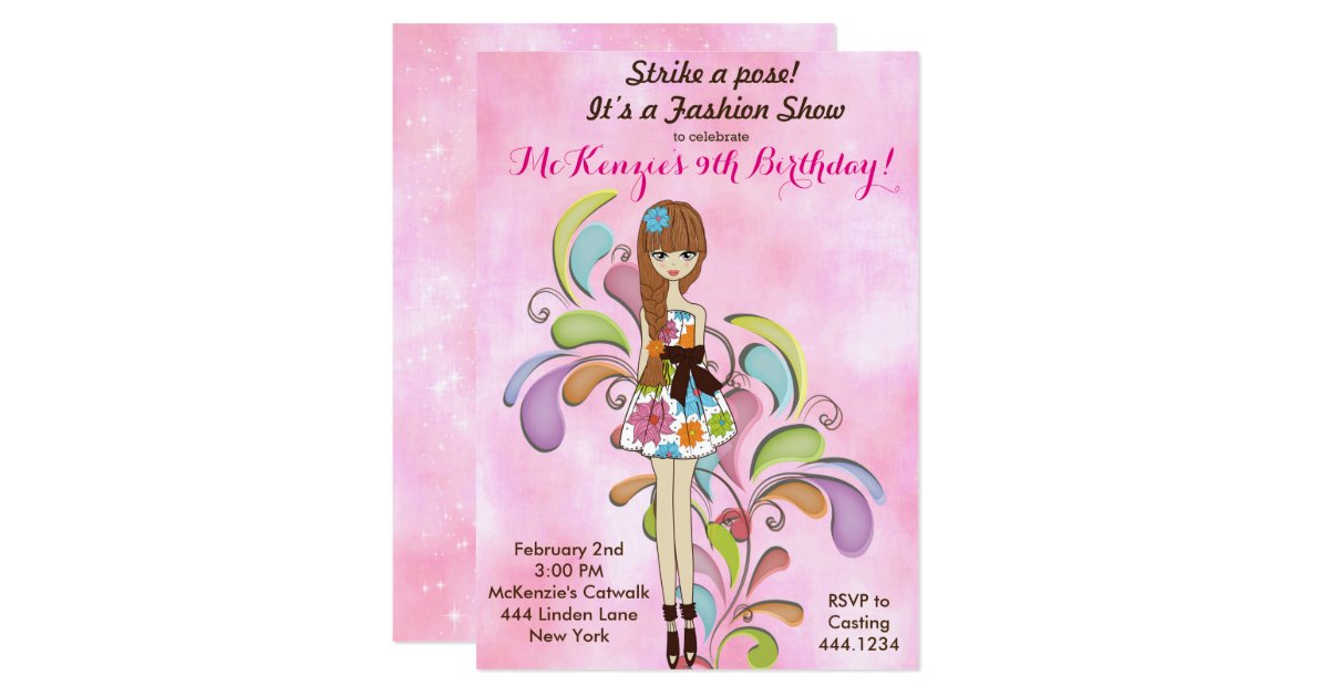 Tween Girl Fashion Birthday Invitation | Zazzle