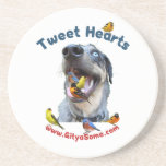 Tweet Hearts Bird Dog Drink Coaster