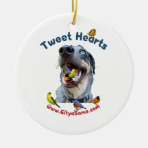Tweet Hearts Bird Dog Ornament
