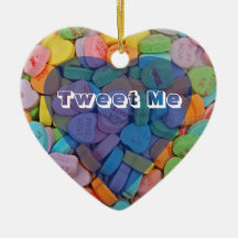Tweet Me-Customizable Candy Hearts with New Saying Christmas Ornaments