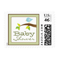 Tweet Tweet Baby Shower Invitation Stamps: sage stamp