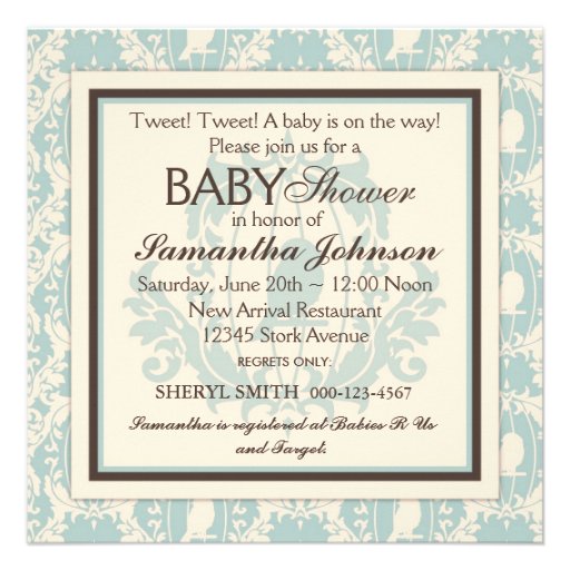 Tweet Tweet Boy Invitation Square